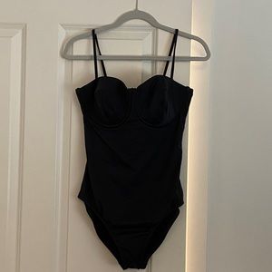 NWT J.Crew size 10 D Cup one piece swim suit in Dark charcoal w/ underwire cups.